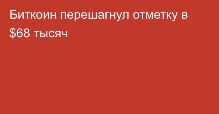 Биткоин перешагнул отметку в $68 тысяч