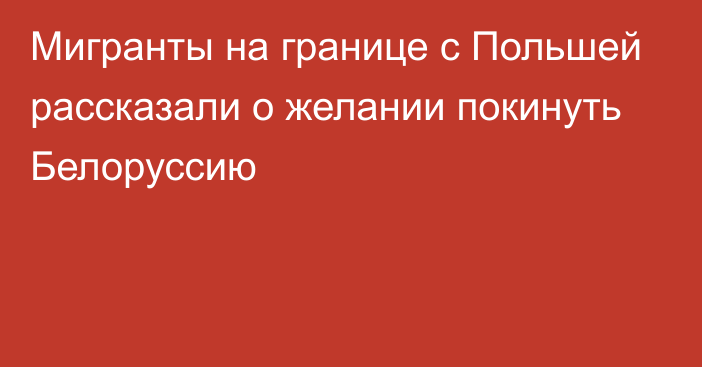 Мигранты на границе с Польшей рассказали о желании покинуть Белоруссию