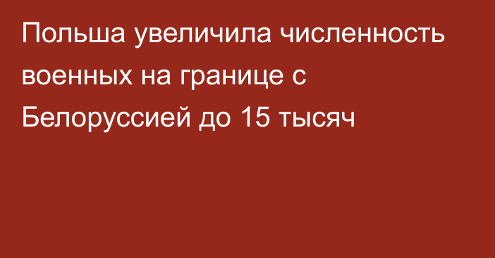 Польша увеличила численность военных на границе с Белоруссией до 15 тысяч