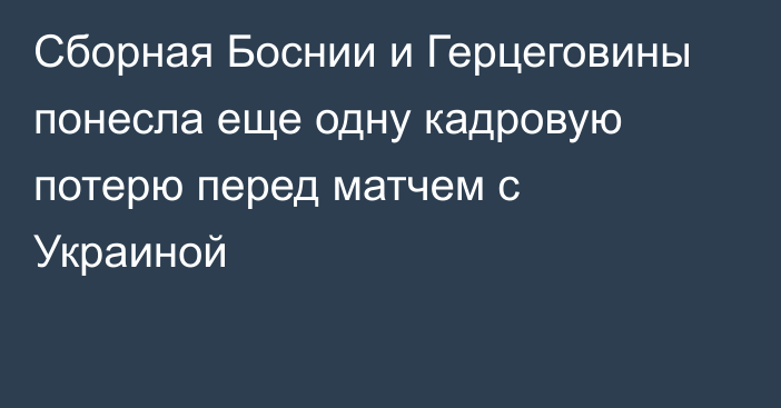 Сборная Боснии и Герцеговины понесла еще одну кадровую потерю перед матчем с Украиной