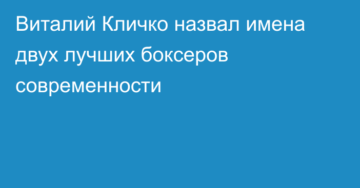 Виталий Кличко назвал имена двух лучших боксеров современности