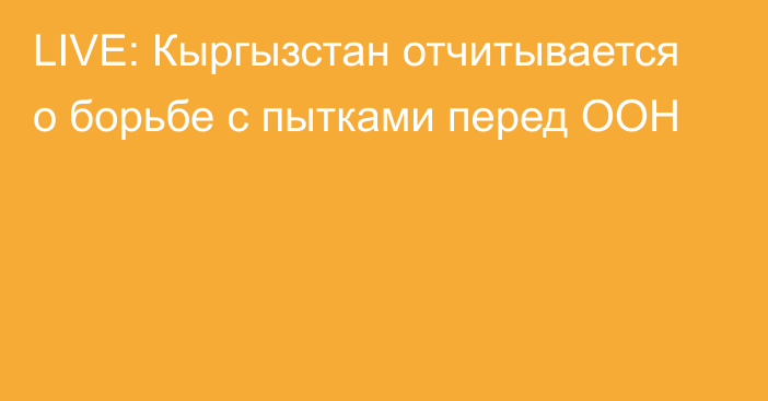 LIVE: Кыргызстан отчитывается о борьбе с пытками перед ООН