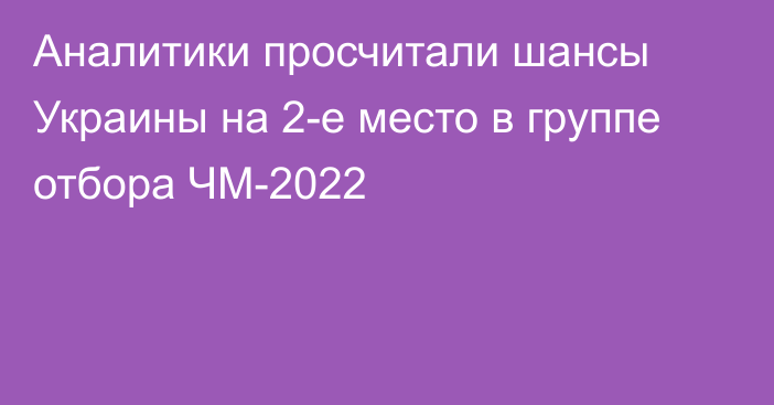 Аналитики просчитали шансы Украины на 2-е место в группе отбора ЧМ-2022