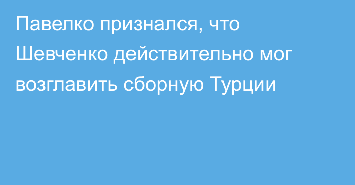 Павелко признался, что Шевченко действительно мог возглавить сборную Турции