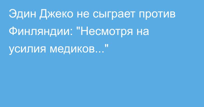 Эдин Джеко не сыграет против Финляндии: 