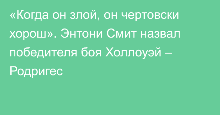 «Когда он злой, он чертовски хорош». Энтони Смит назвал победителя боя Холлоуэй – Родригес