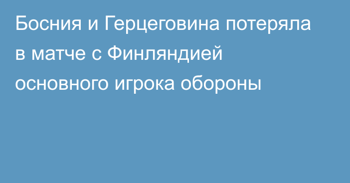 Босния и Герцеговина потеряла в матче с Финляндией основного игрока обороны