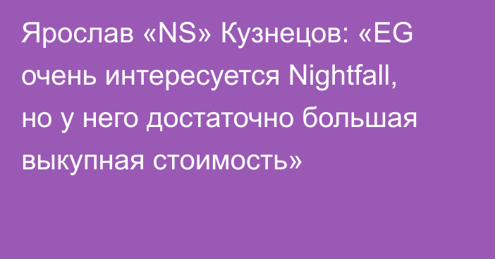 Ярослав «NS» Кузнецов: «EG очень интересуется Nightfall, но у него достаточно большая выкупная стоимость»