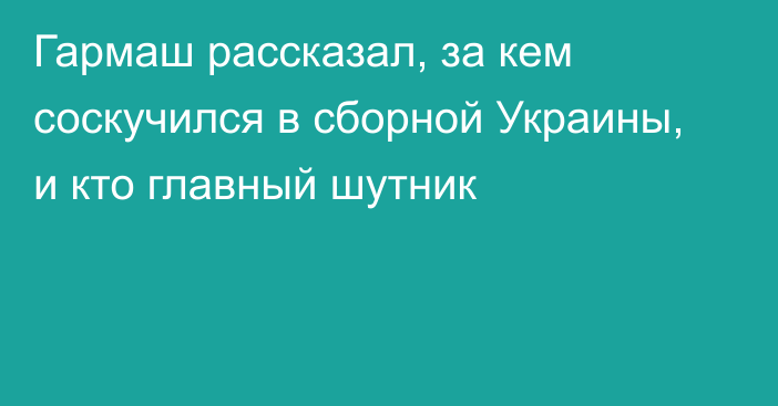 Гармаш рассказал, за кем соскучился в сборной Украины, и кто главный шутник