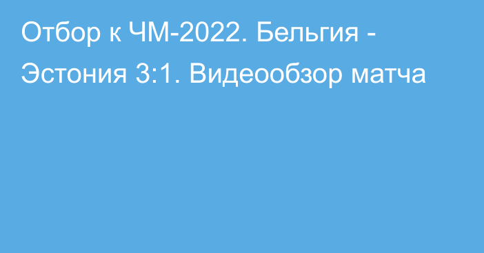 Отбор к ЧМ-2022. Бельгия - Эстония 3:1. Видеообзор матча
