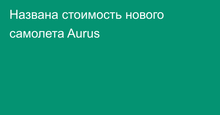 Названа стоимость нового самолета Aurus