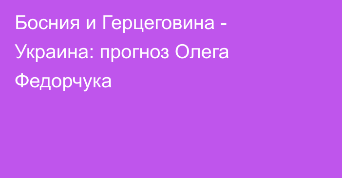 Босния и Герцеговина - Украина: прогноз Олега Федорчука