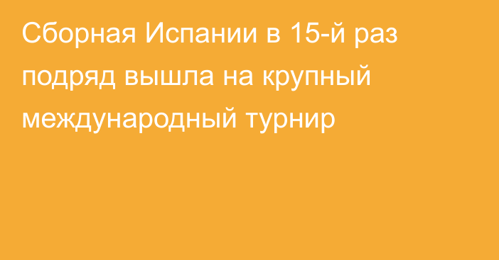 Сборная Испании в 15-й раз подряд вышла на крупный международный турнир