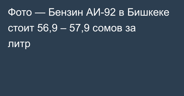 Фото — Бензин АИ-92 в Бишкеке стоит 56,9 – 57,9 сомов за литр