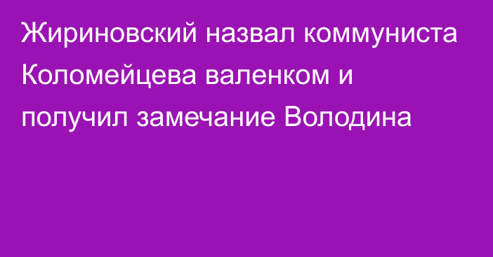 Жириновский назвал коммуниста Коломейцева валенком и получил замечание Володина