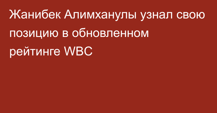 Жанибек Алимханулы узнал свою позицию в обновленном рейтинге WBC