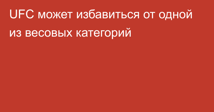 UFC может избавиться от одной из весовых категорий