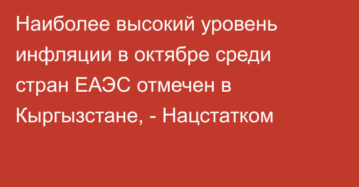 Наиболее высокий уровень инфляции в октябре среди стран ЕАЭС отмечен в Кыргызстане, - Нацстатком