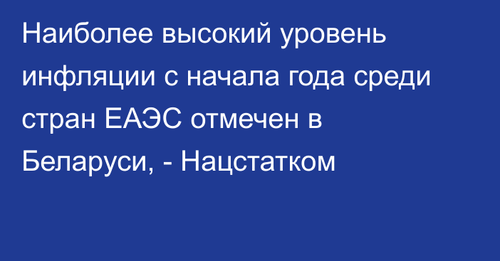 Наиболее высокий уровень инфляции с начала года среди стран ЕАЭС отмечен в Беларуси, - Нацстатком