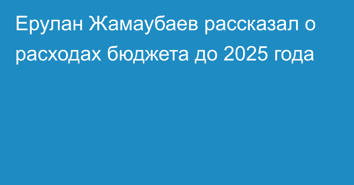 Ерулан Жамаубаев рассказал о расходах бюджета до 2025 года