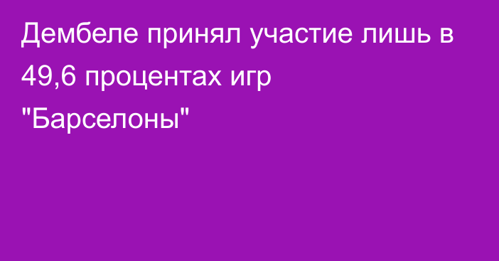 Дембеле принял участие лишь в 49,6 процентах игр 