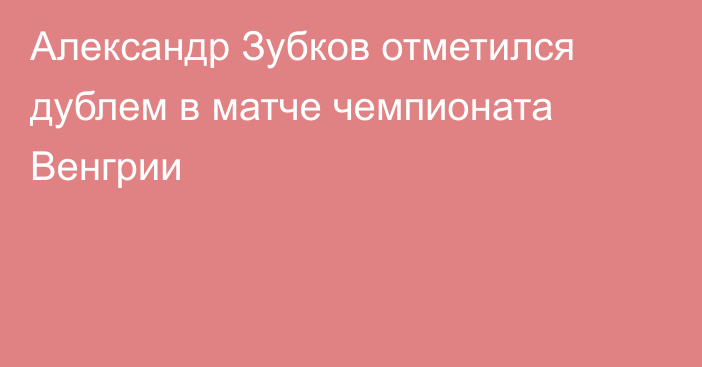 Александр Зубков отметился дублем в матче чемпионата Венгрии