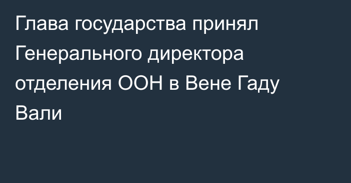 Глава государства принял Генерального директора отделения ООН в Вене Гаду Вали