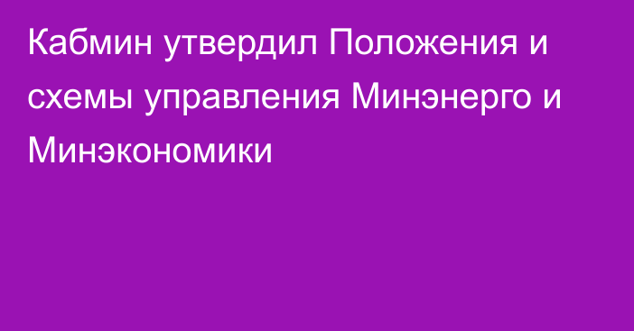 Кабмин утвердил Положения и схемы управления Минэнерго и Минэкономики