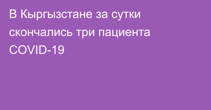 В Кыргызстане за сутки скончались три пациента COVID-19