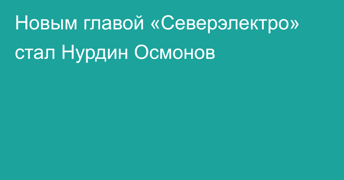 Новым главой «Северэлектро» стал Нурдин Осмонов