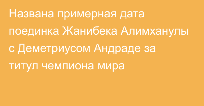 Названа примерная дата поединка Жанибека Алимханулы с Деметриусом Андраде за титул чемпиона  мира