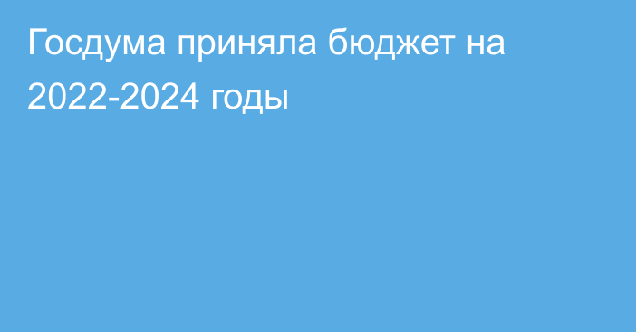 Госдума приняла бюджет на 2022-2024 годы