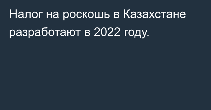 Налог на роскошь в Казахстане разработают в 2022 году.