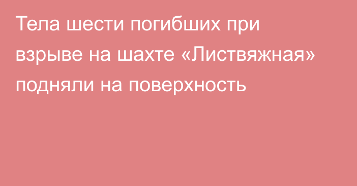 Тела шести погибших при взрыве на шахте «Листвяжная» подняли на поверхность