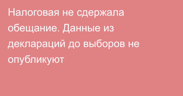 Налоговая не сдержала обещание. Данные из деклараций до выборов не опубликуют