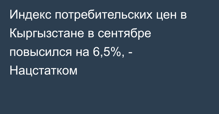 Индекс потребительских цен в Кыргызстане в сентябре повысился на 6,5%, - Нацстатком