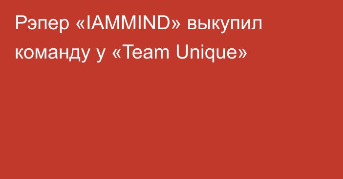 Рэпер «IAMMIND» выкупил команду у «Team Unique»