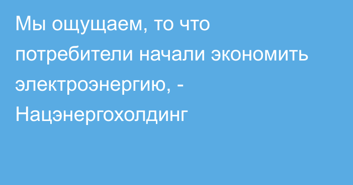 Мы ощущаем, то что потребители начали экономить электроэнергию, - Нацэнергохолдинг