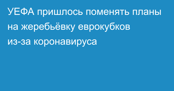 УЕФА пришлось поменять планы на жеребьёвку еврокубков из-за коронавируса