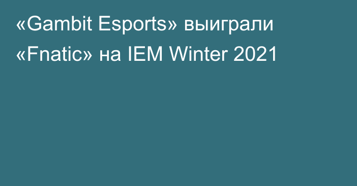 «Gambit Esports» выиграли «Fnatic» на IEM Winter 2021