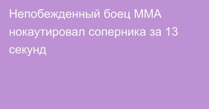 Непобежденный боец MMA нокаутировал соперника за 13 секунд