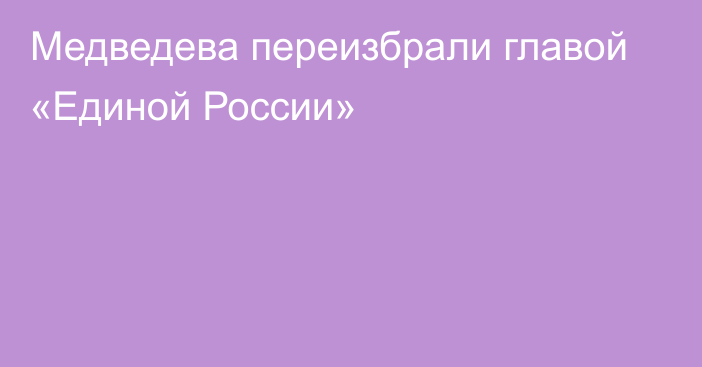 Медведева переизбрали главой «Единой России»