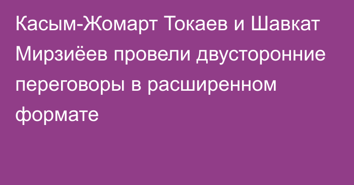 Касым-Жомарт Токаев и Шавкат Мирзиёев провели двусторонние переговоры в расширенном формате