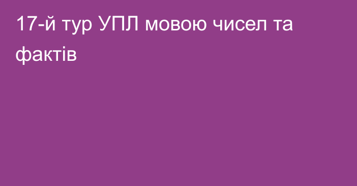 17-й тур УПЛ мовою чисел та фактів