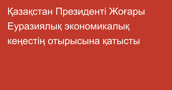 Қазақстан Президенті Жоғары Еуразиялық экономикалық кеңестің отырысына қатысты