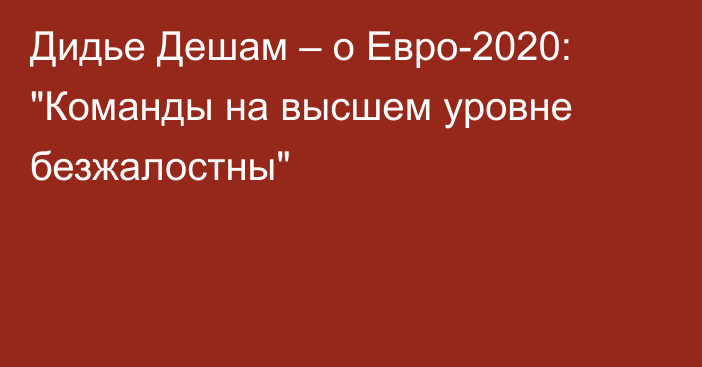 Дидье Дешам – о Евро-2020: 