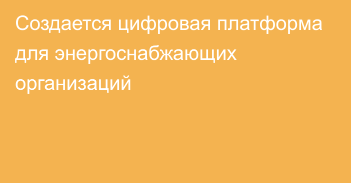 Создается цифровая платформа для энергоснабжающих организаций