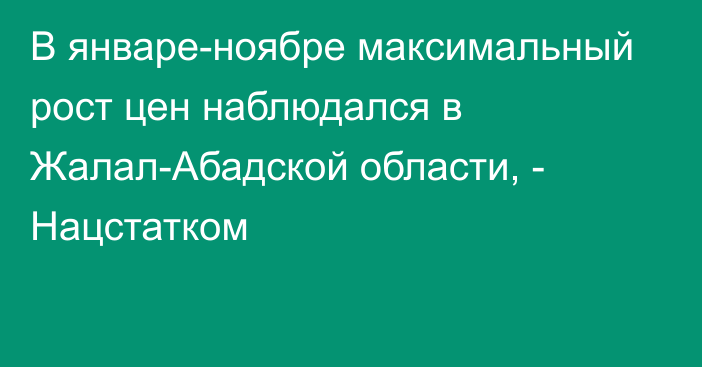 В январе-ноябре максимальный рост цен наблюдался в Жалал-Абадской области, - Нацстатком