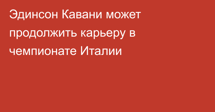 Эдинсон Кавани может продолжить карьеру в чемпионате Италии