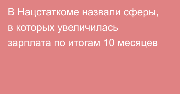 В Нацстаткоме назвали сферы, в которых увеличилась зарплата по итогам 10 месяцев